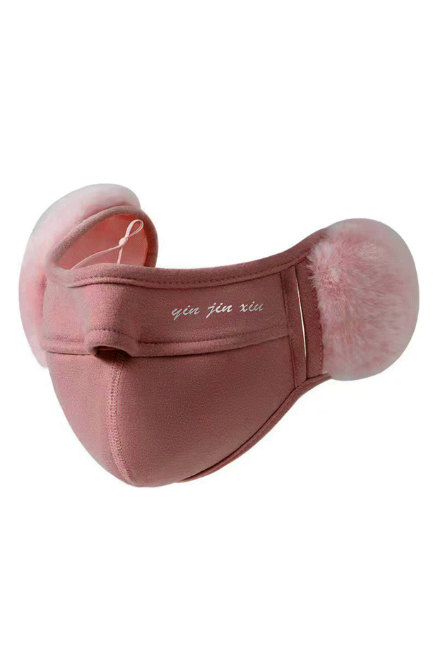 Pink Woman Winter Mouth Cover with Earmuffs Womens Winter Warm Windproof Mask for Cycling Bicycle Mo