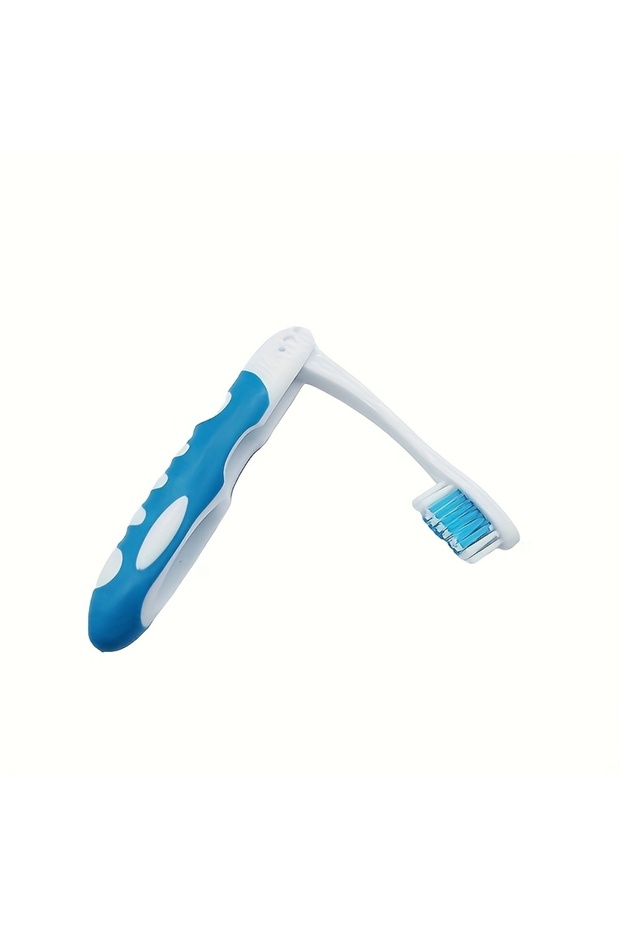 1 pc Manual Folding Travel Toothbrush, Full-head, Medium Bristles, Microfiber, Unscented, Portable a