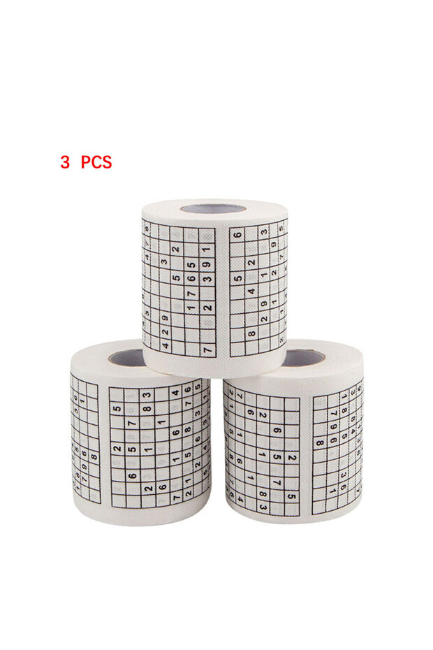 3PCS Sudoku game toilet paper, office and home puzzle roll paper, home creative fun toilet paper, wo