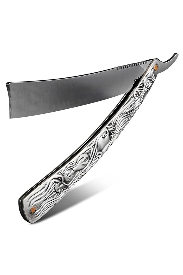Silver Professional Barber Straight Edge Razor for Men's Hair Cutting and Styling - Straight Edge St