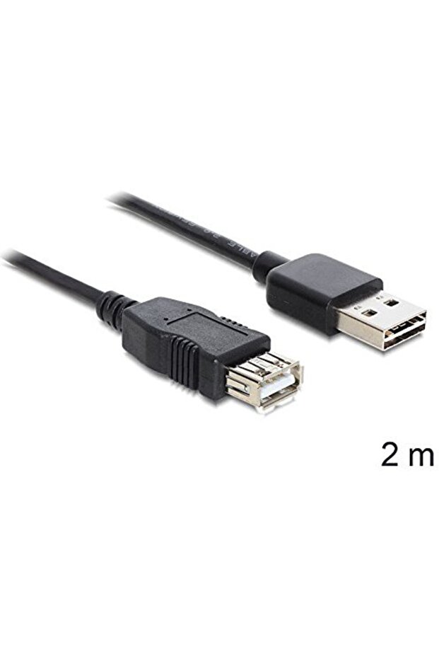 EASY USB2.0 A Plug/Socket - black 2m - 2