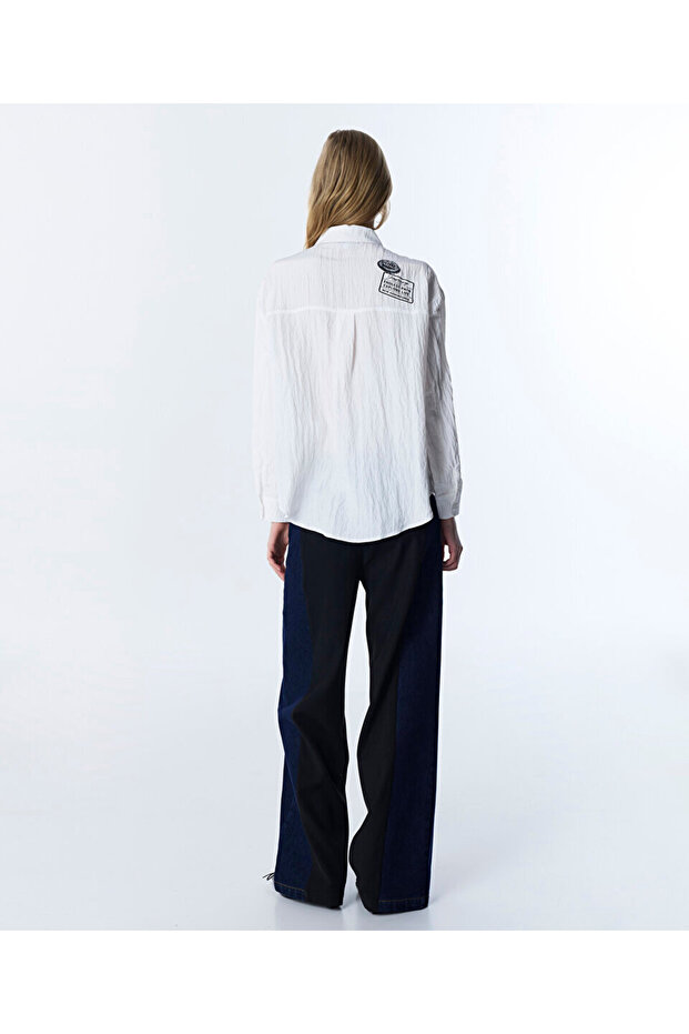 KIRIŞIK EFEKTLİ VE PATCH'Lİ GÖMLEK - 6