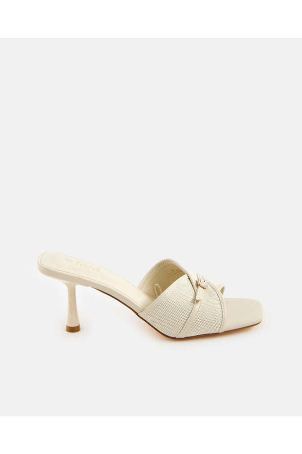 Women White Raffia Heels