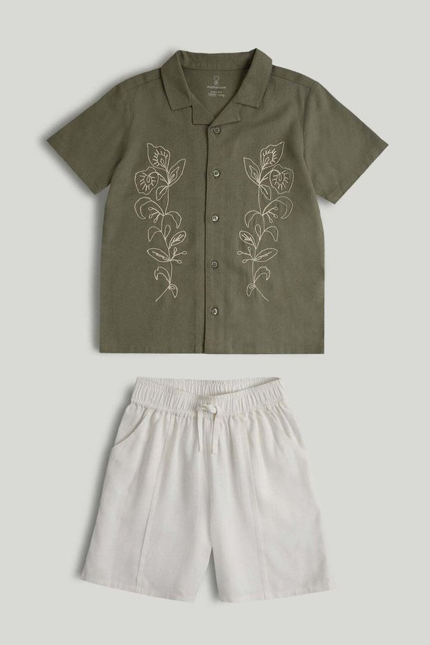 Linen Blend Shirt and Shorts Outfit, 9 months to 5 years
