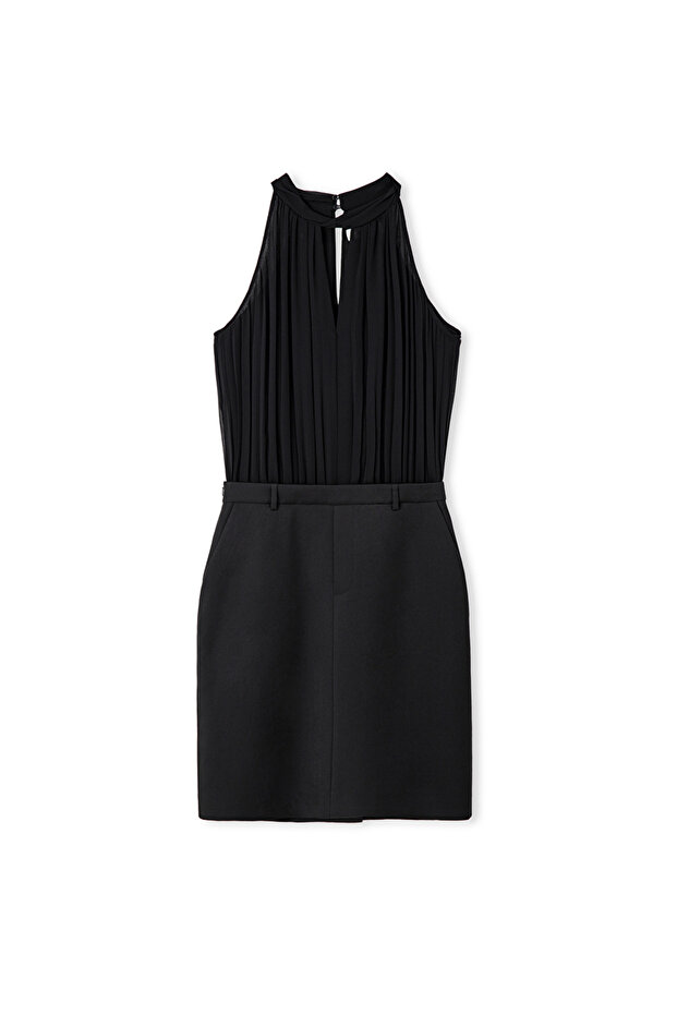 Kemerli çift parça görünüm elbise - 3