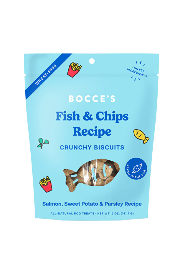 Bocce's Bakery Fish & Chips Biscuits Dog Treat 5oz