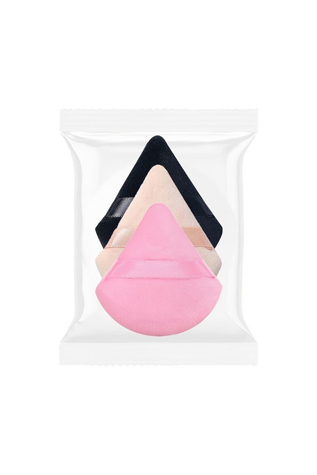 3PCS-SJFP-MIX 1-3PCS Triangle Powder Puff Set - Velvet Makeup Sponges for Setting Powder/Baking | Hy