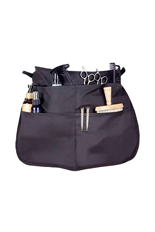 black 56*40cm Hair Stylist Half Apron With Adjustable 5 Pockets Belt Waterproof Professional Barbers