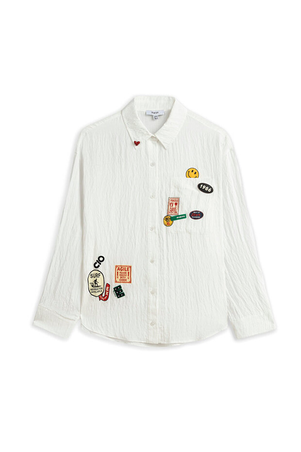 KIRIŞIK EFEKTLİ VE PATCH'Lİ GÖMLEK - 3