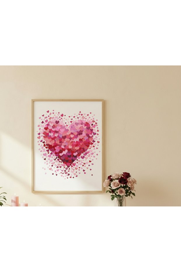 Wooden Framed Valentine's Day Collectible Painting - Modern Living Room Wall Decor Huhu698