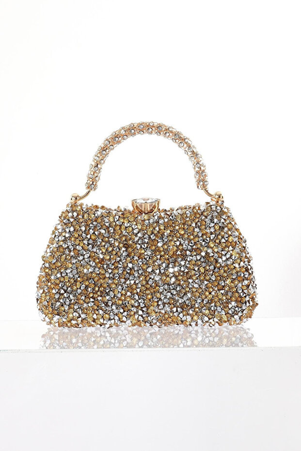 Simli Taş Detaylı Gece Çantası - 1