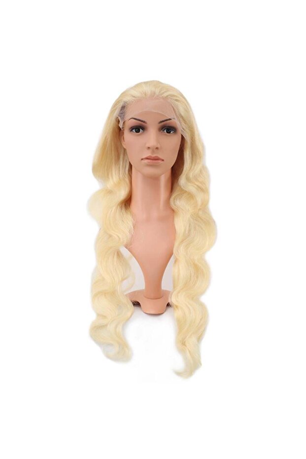 Real Front Lace Wavy Platinum Tulle Wig - 80-85cm