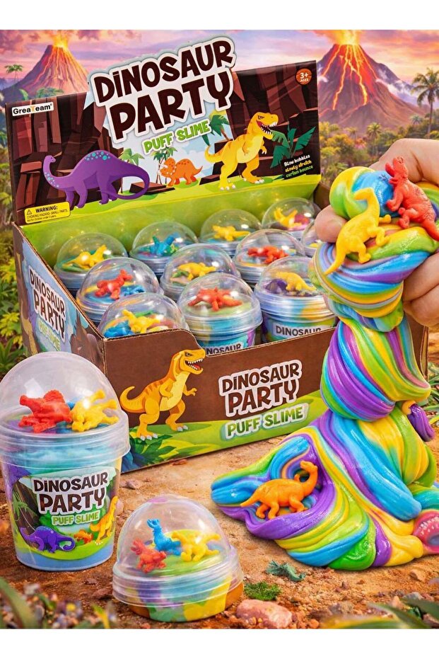 Dinosaur Party Puff Slime Set 12pcs (100g Each)