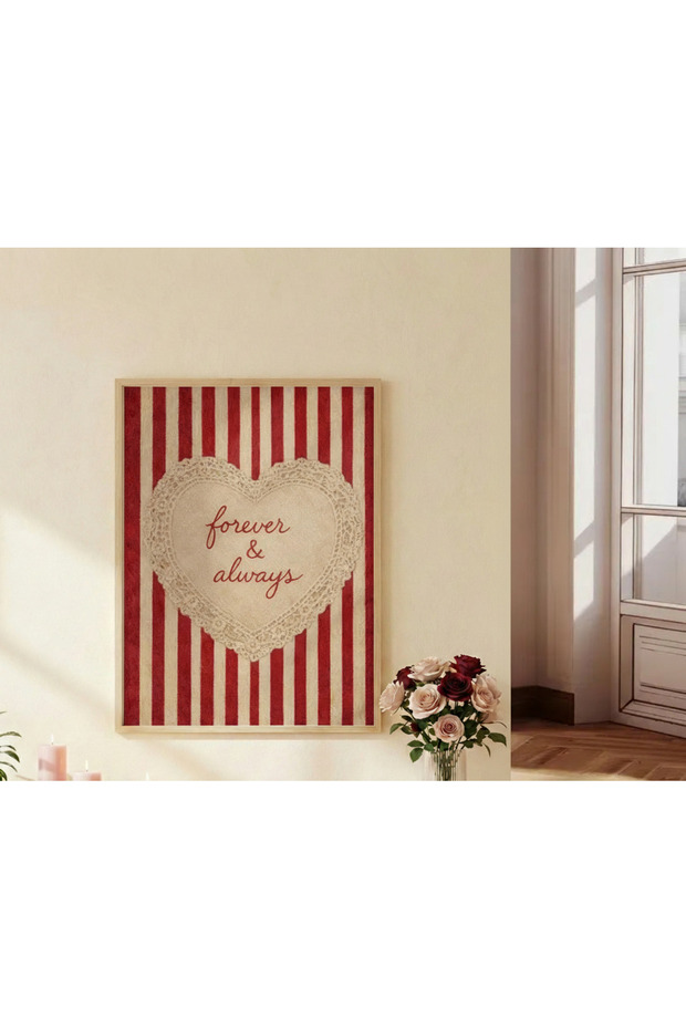 Wooden Framed Valentine's Day Collectible Painting - Modern Living Room Wall Decor Huhu706