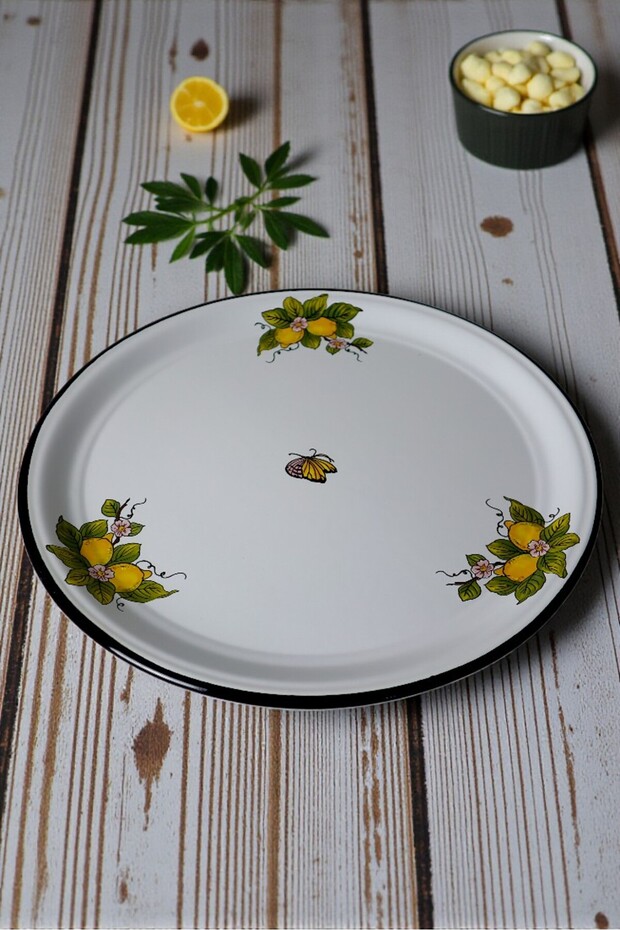 No 50 Enamel Tray Tableware, Food Presentation Tray, Floor Table Zinc ~48 cm