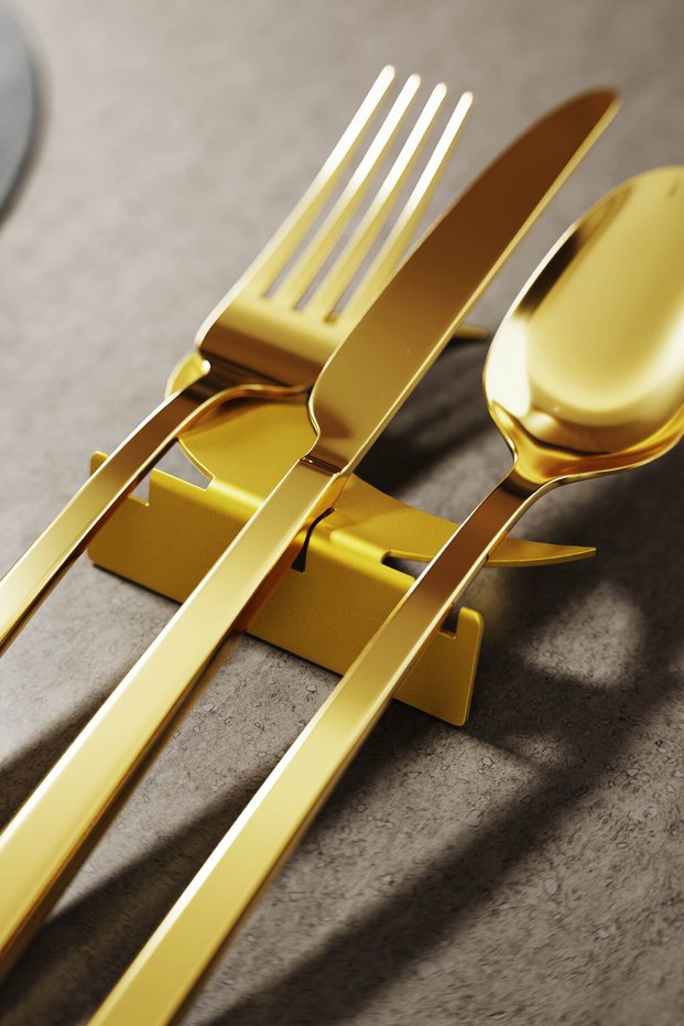 6-Piece Ramadan Hilali Metal Cutlery Holder - Metal Islamic Home Tableware Decoration