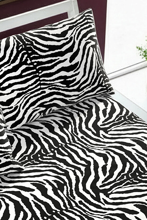 طقم ملاءات سرير مطاطية بنقشة النمر - مقاس فردي/مزدوج/كبير الحجم - 5