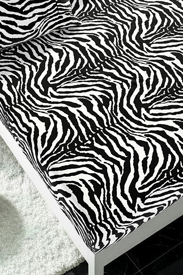 طقم ملاءات سرير مطاطية بنقشة النمر - مقاس فردي/مزدوج/كبير الحجم - 4