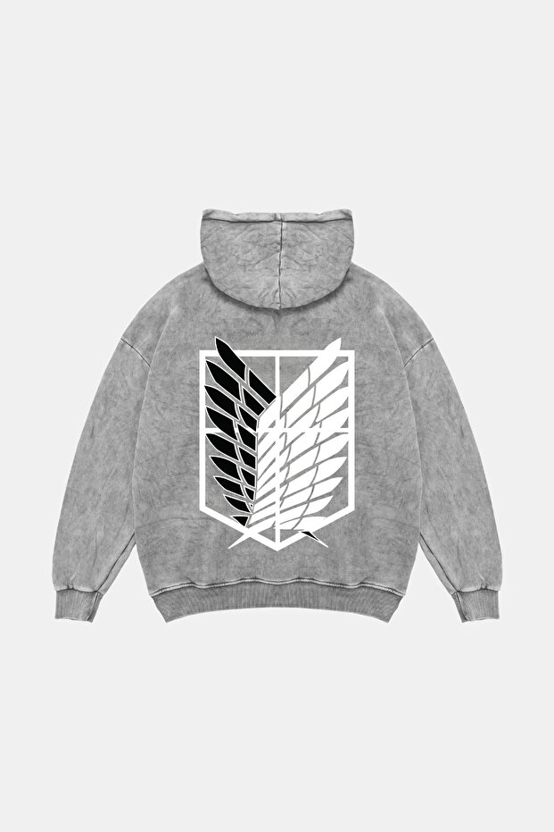 Wings of Freedom Printed Oversize Unisex Washable White Hoodie