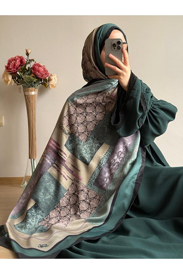 شال بنمط إترو - زمردي - 7