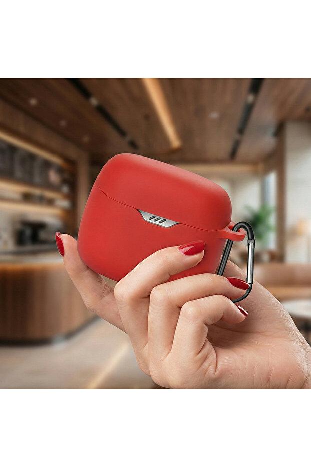 حافظة JBI Tune Flex 2 مع حزام وملحقات من السيليكون غير اللامع باللون الأحمر