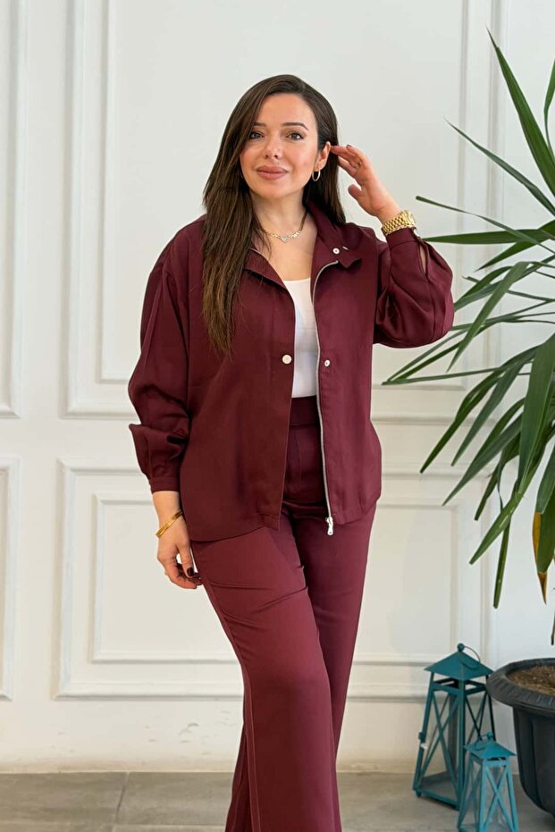 Front Zippered Jacket with Tie Detail at the Waist