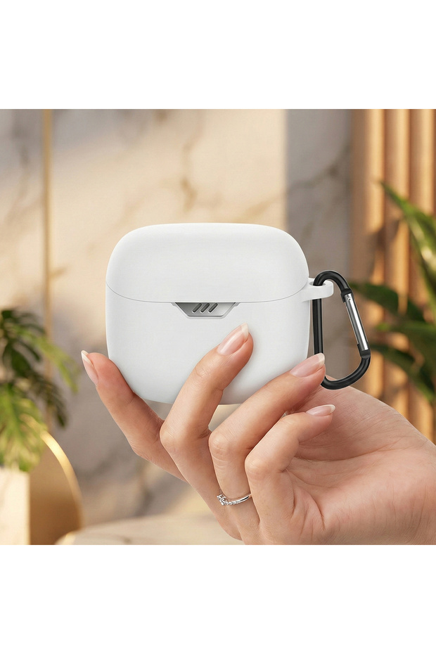حافظة JBI Tune Flex 2 مع حزام واقٍ من السيليكون غير اللامع باللون الأبيض