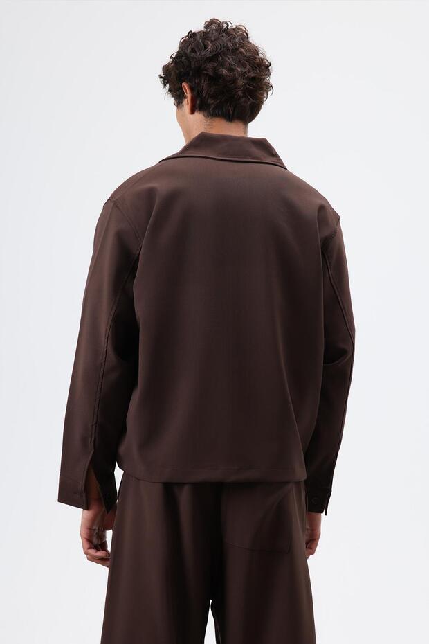 سترة ريلاكس فيت باللون البني - 4