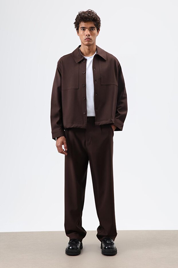 سترة ريلاكس فيت باللون البني - 1