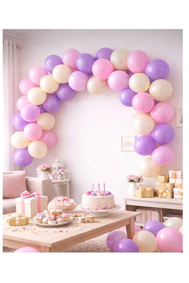 Lilac Pink Beige Balloon Chain Set of 100