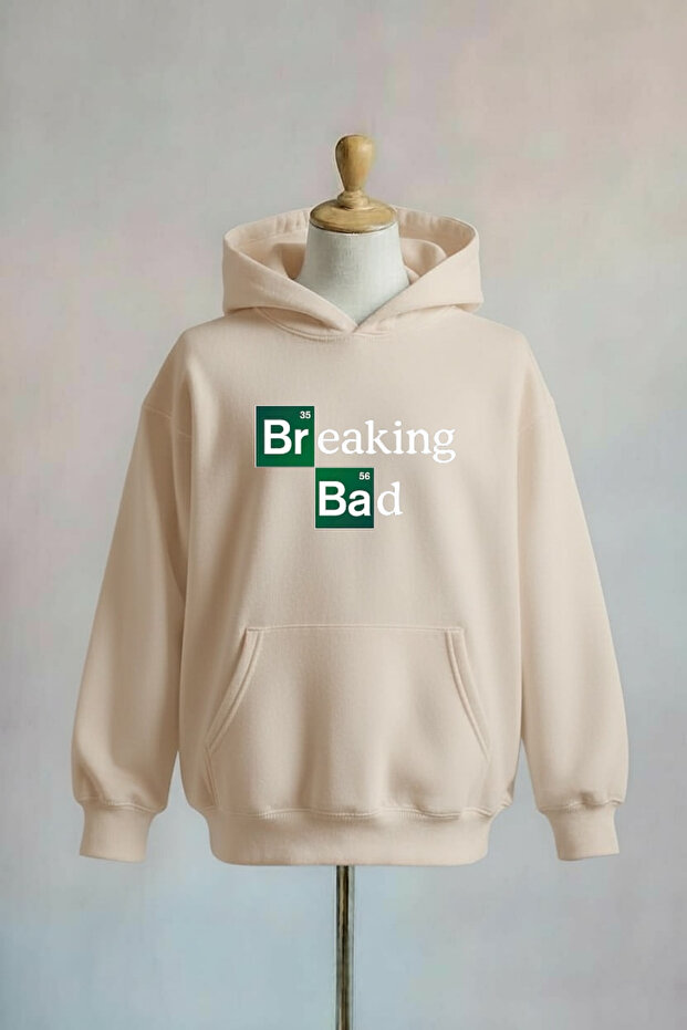 سويت شيرت بقلنسوة كبير الحجم مصنوع من القطن المطبوع بـ 3 خيوط من بريكنج باد