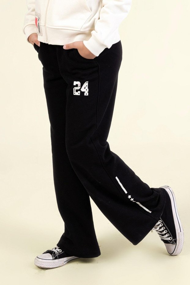 Mojo girls' printed palazzo sweatpants - black (ages 9-14)