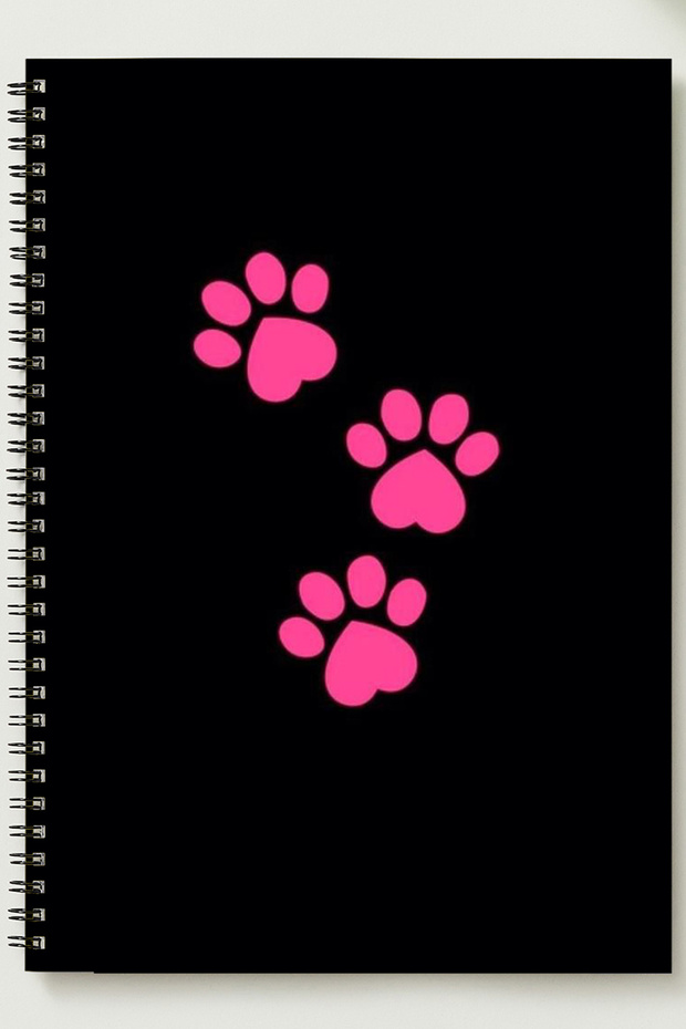 Valentine's Day (Paw Theme) A5 Metal Spiral Bound Unlined Thick Bristol Cover Paw Theme