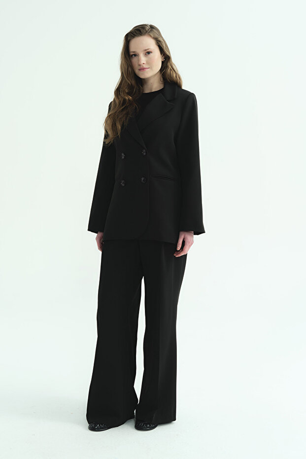 سترة سوداء مزدوجة الصدر - 2