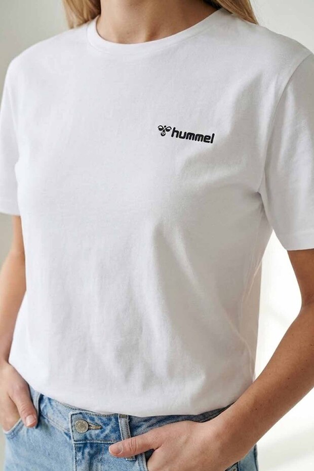 Women's White T-Shirt 100% Cotton Hml C2 Regular Fit Crew Neck