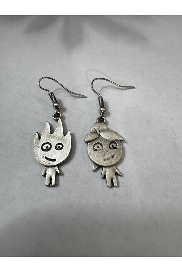 Thin Form Metal Dangle Earrings with Cute Character Figures