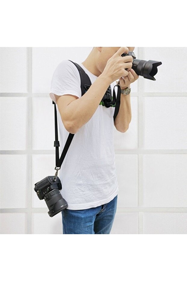 Двоен колан PU6002 за DSLR и екшън камери, черен - 7
