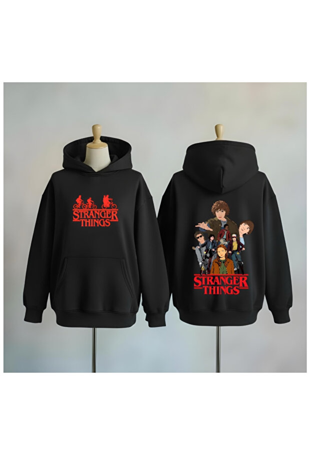 Stranger Things Printed Cotton 3 Thread O Oversized K Hooded Sweatshirt