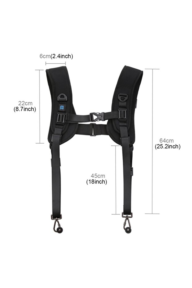 Двоен колан PU6002 за DSLR и екшън камери, черен - 3