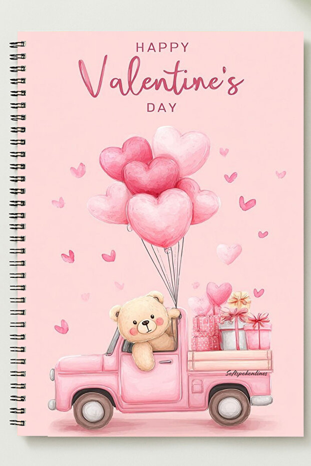 Cute Bear and Heart Detail A5 Metal Spiral Unlined Cardboard Cover Cute Bear Def