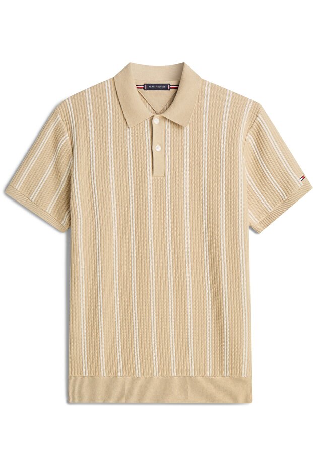 KNITTED VERTICAL STRIPE SS POLO - 5