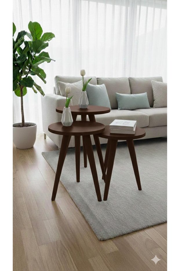 Prenses Wooden Legs 18 ml Raw Mdf Brown Lacquer Painted Zigon Coffee Table