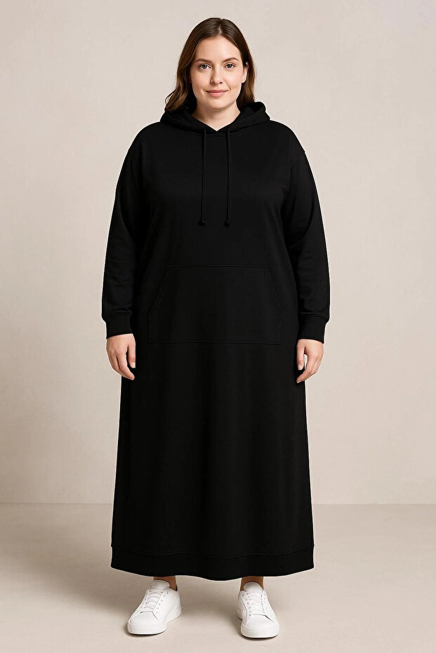 Plus Size 3 Yarn Dress with Pockets and Hood