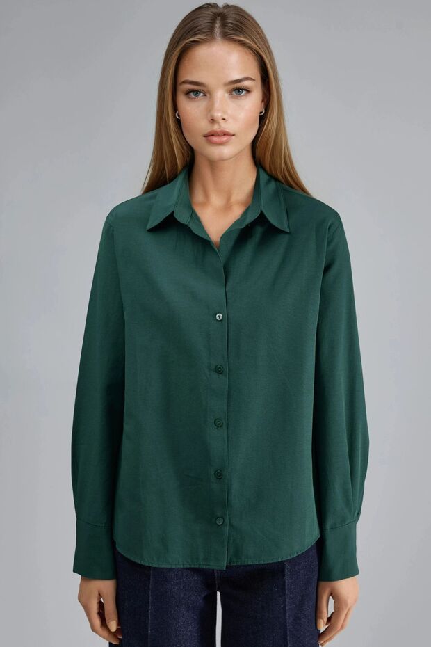 BUSEM Düğmeli Rahat Kesim Gömlek - 8