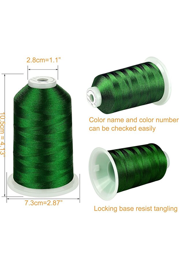Embroidery Thread Set 3 Spools, 5000 m, Green Color - 2
