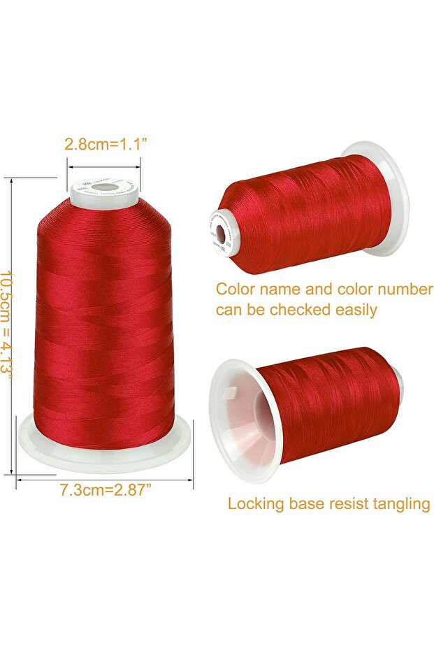 Embroidery Thread Set 3 Spools, 5000 m, Red Color - 3