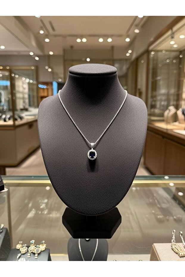 SİYAH TAŞLI 925 AYAR GÜMÜŞ KOLYE - 2