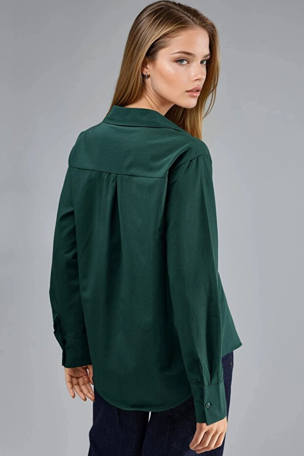 BUSEM Düğmeli Rahat Kesim Gömlek - 2