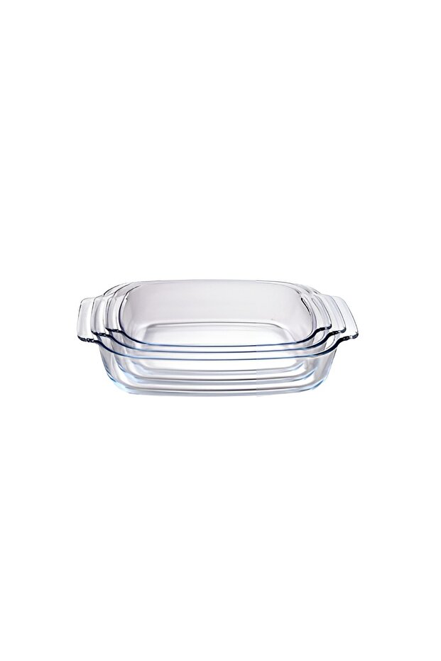 طقم أطباق خبز زجاجية مستطيلة من كالدو - 3 قطع - 1