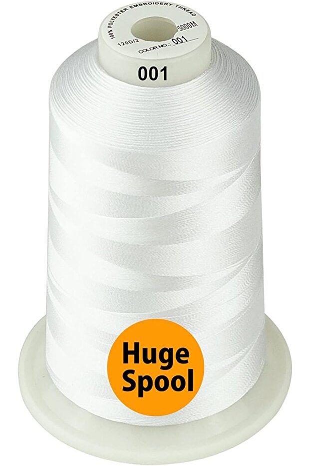 Embroidery Thread Set 3 Spools, 5000 m, White Color - 3